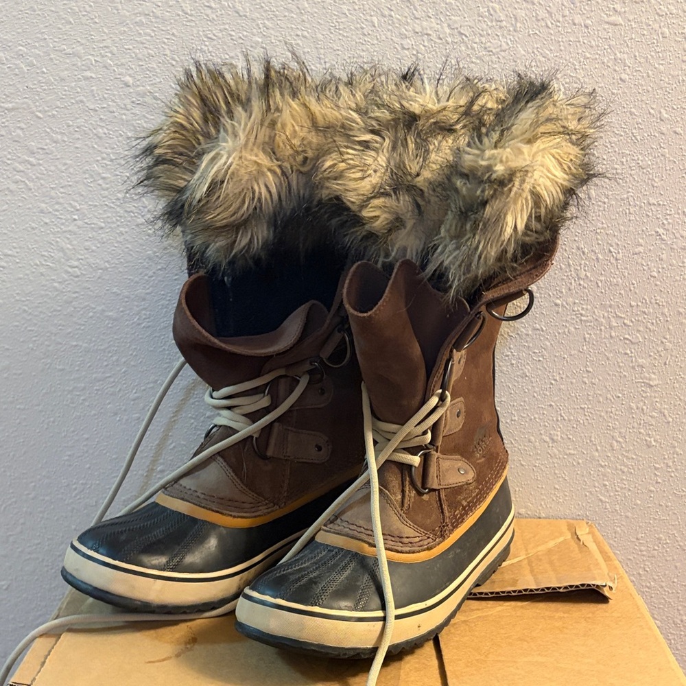 Brown Fur Trimmed Sorel Winter Boots